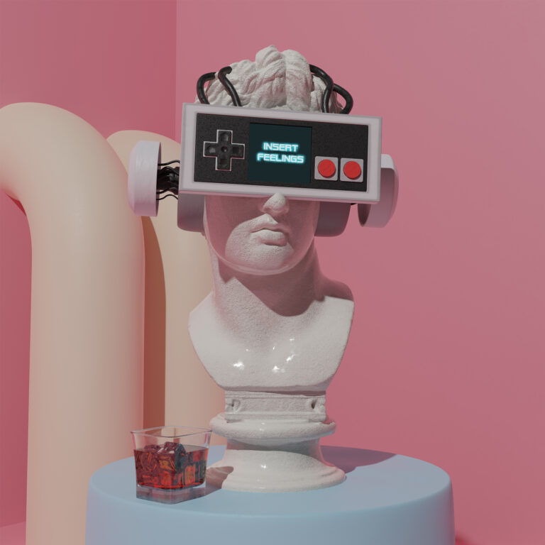 Statue with vr on it nes