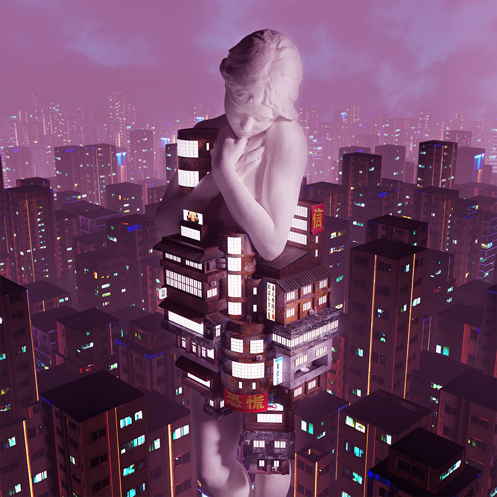 Statue with building on it