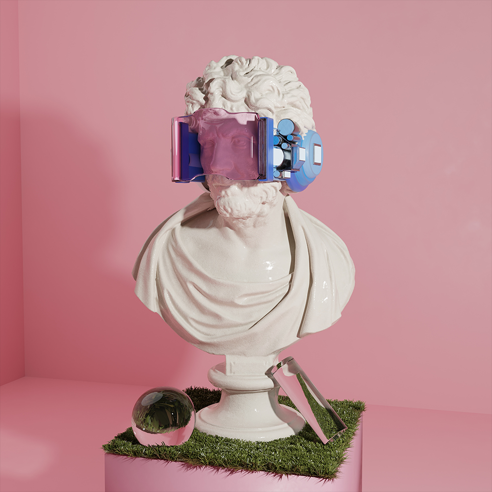 Philosoph statue with vr