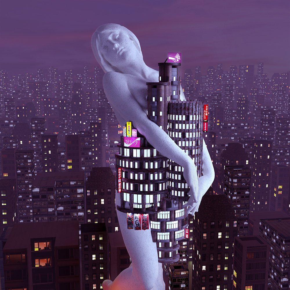 Statue with building on it