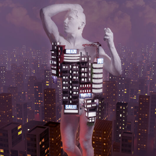 Statue with building on it